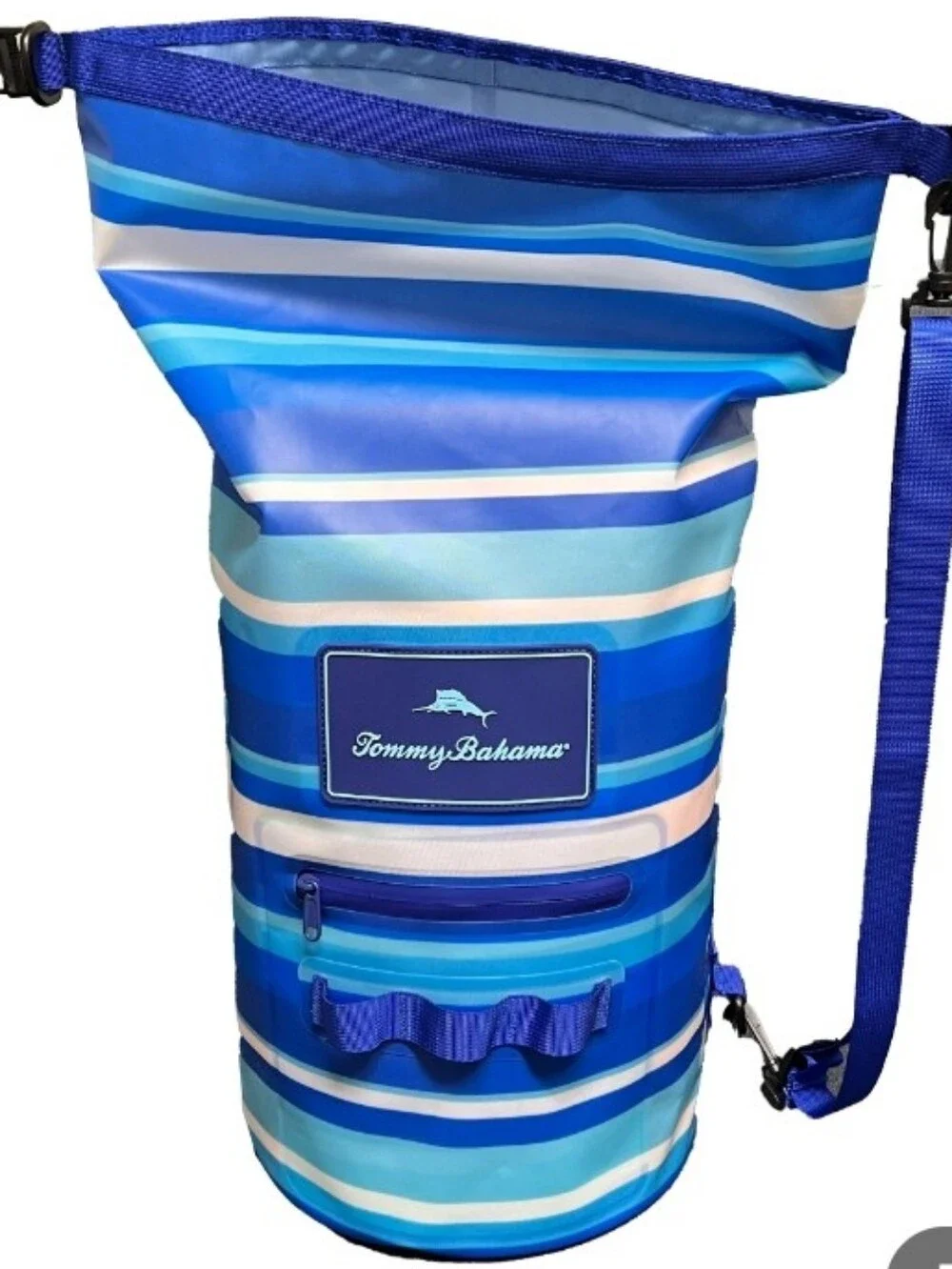 Tommy Bahama Blue and White Striped Dry Bag